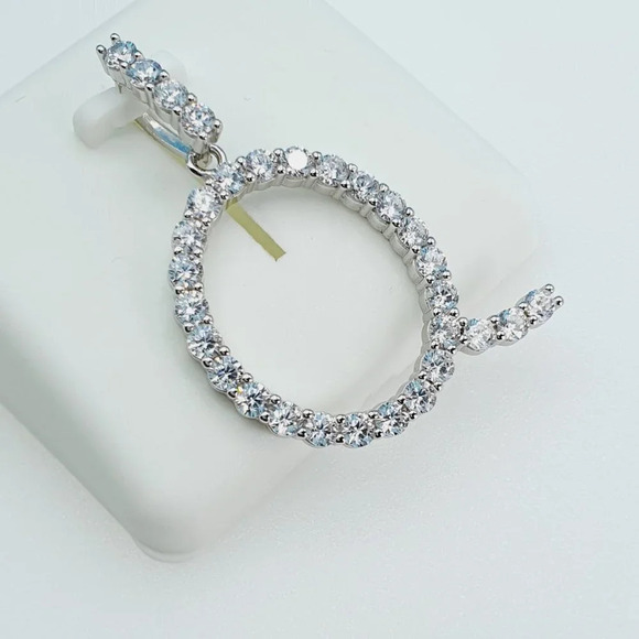 "925 Sterling Silver Cubic Zirconia Initial Pendant, UU1P6A6183 - Picture 1 of 9
